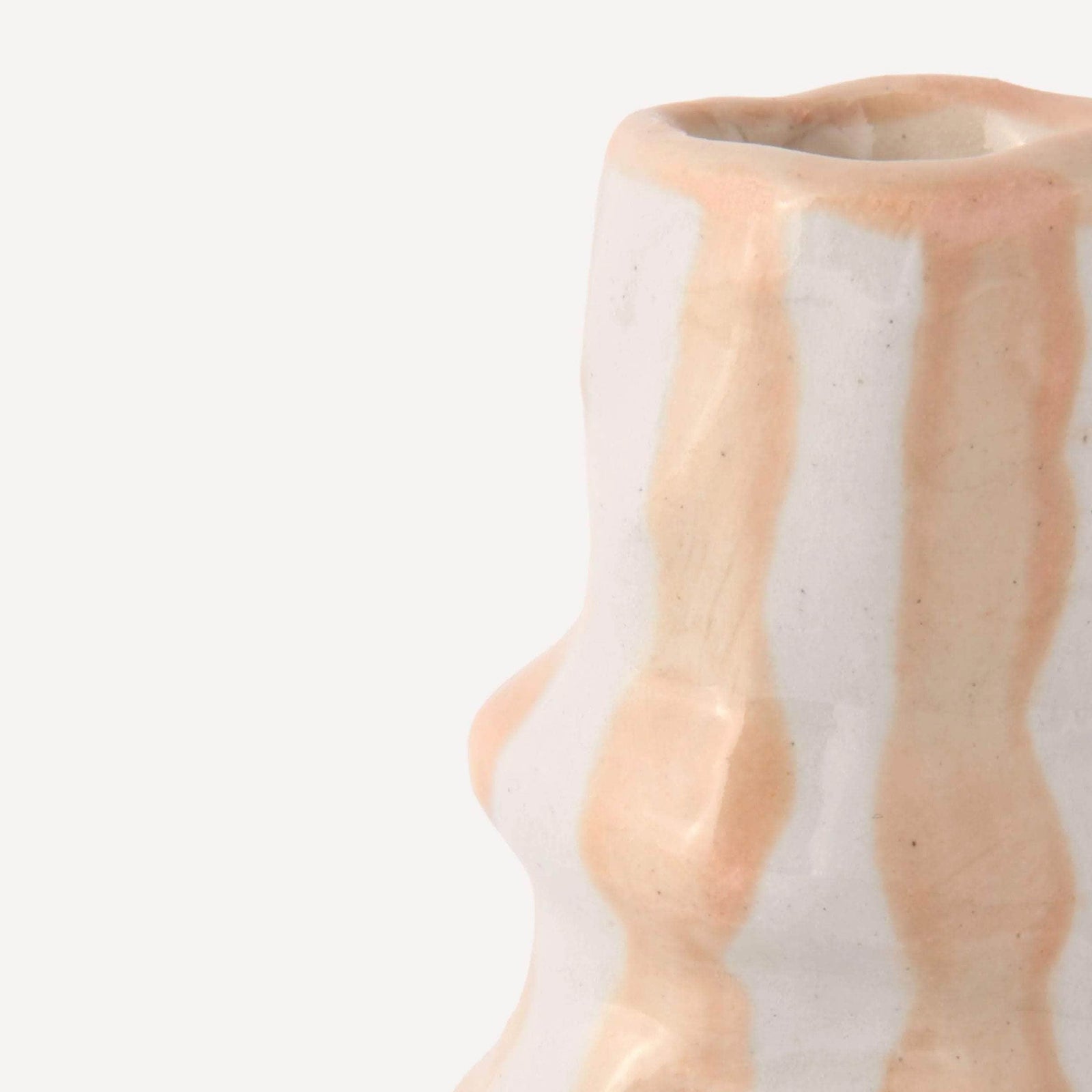 Ivory Beige Candy Stripe Candle Holder