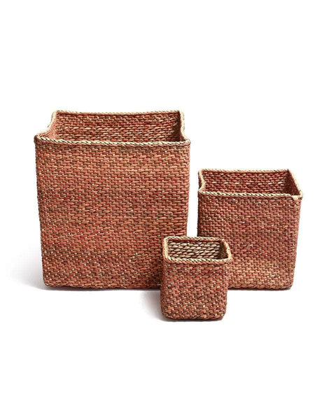 MANSA: Plain Rust Square Storage Baskets