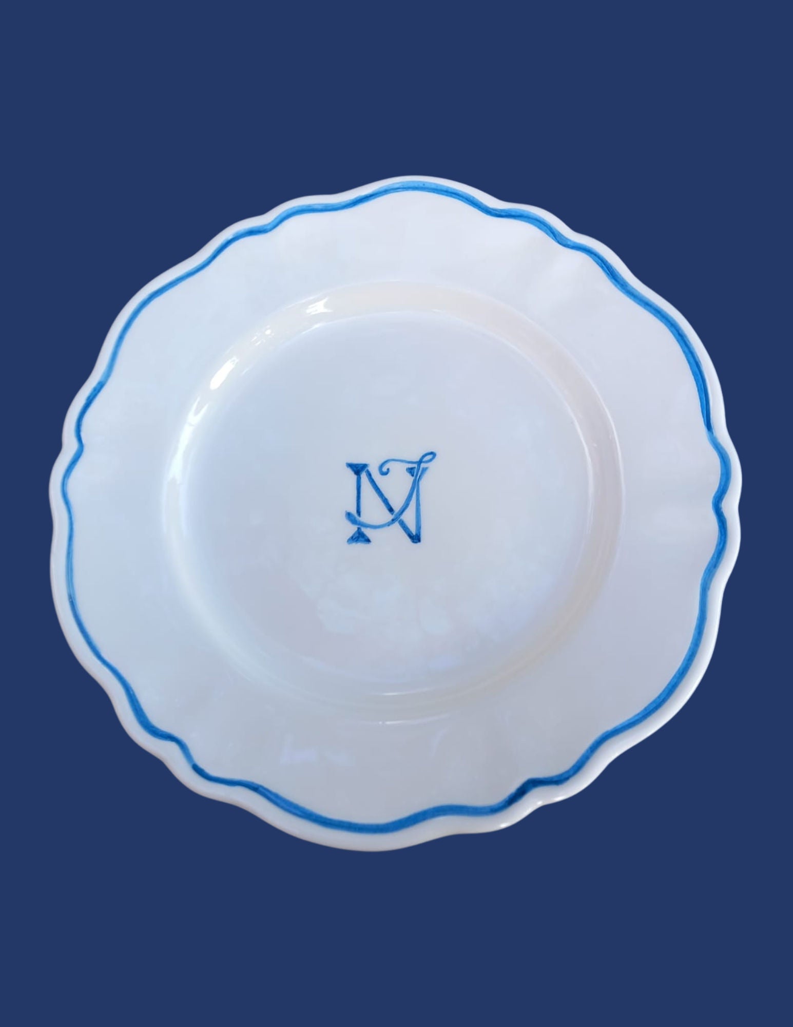 Ceramic Personalised Monogram Scalloped Plate | Set of 12