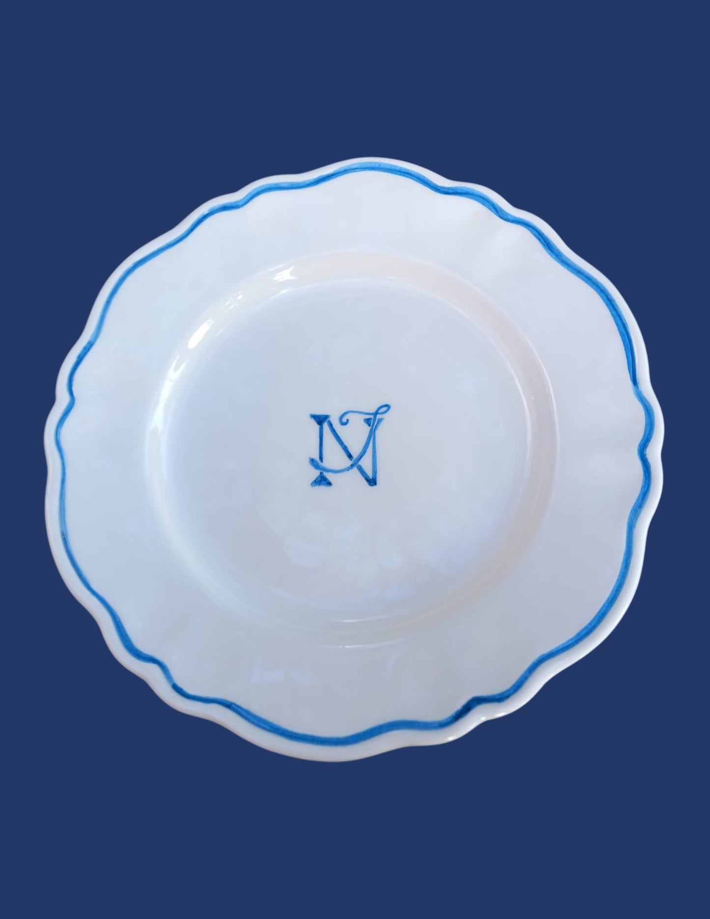 Ceramic Personalised Monogram Scalloped Plate | Set of 12