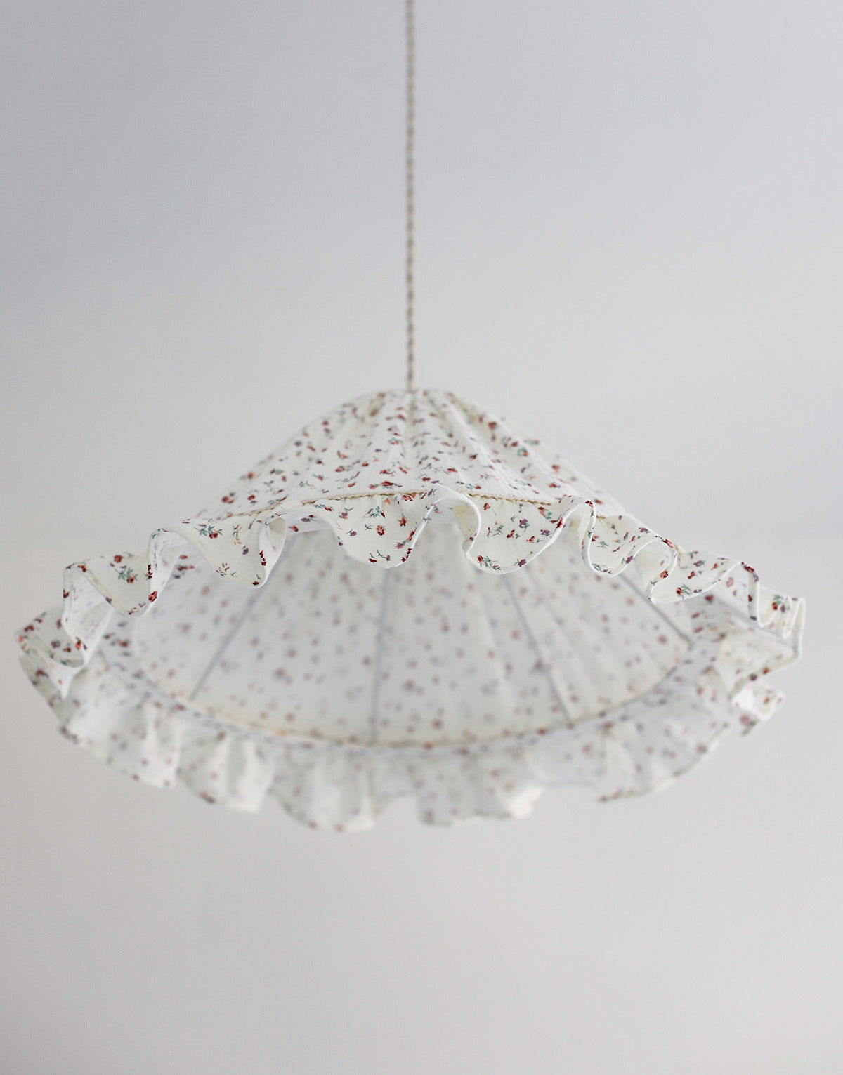Emilia Conical Pendant Light with Ruffle in ‘Tiny Flowers’ Print