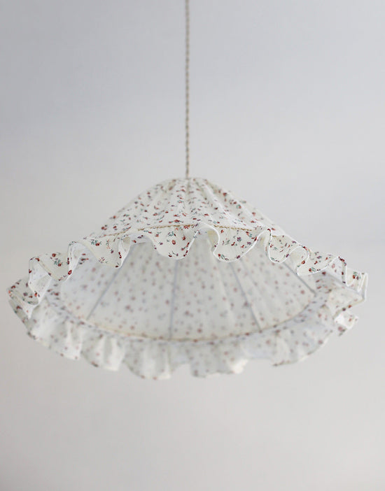 Emilia Conical Pendant Light with Ruffle in ‘Tiny Flowers’ Print