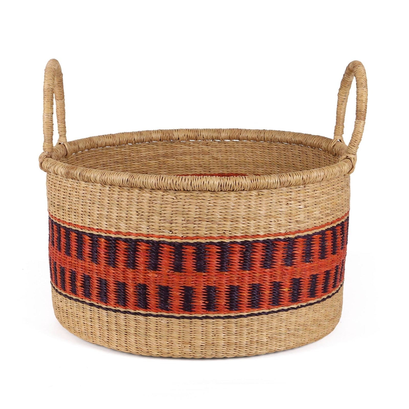 ADDAE: Medium Orange and Black Floor Storage Basket with Handles