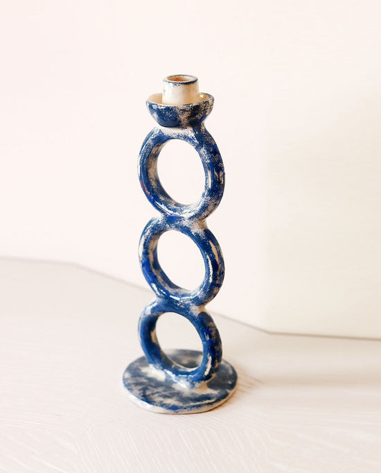 Handmade Ceramic Candlestick Blue