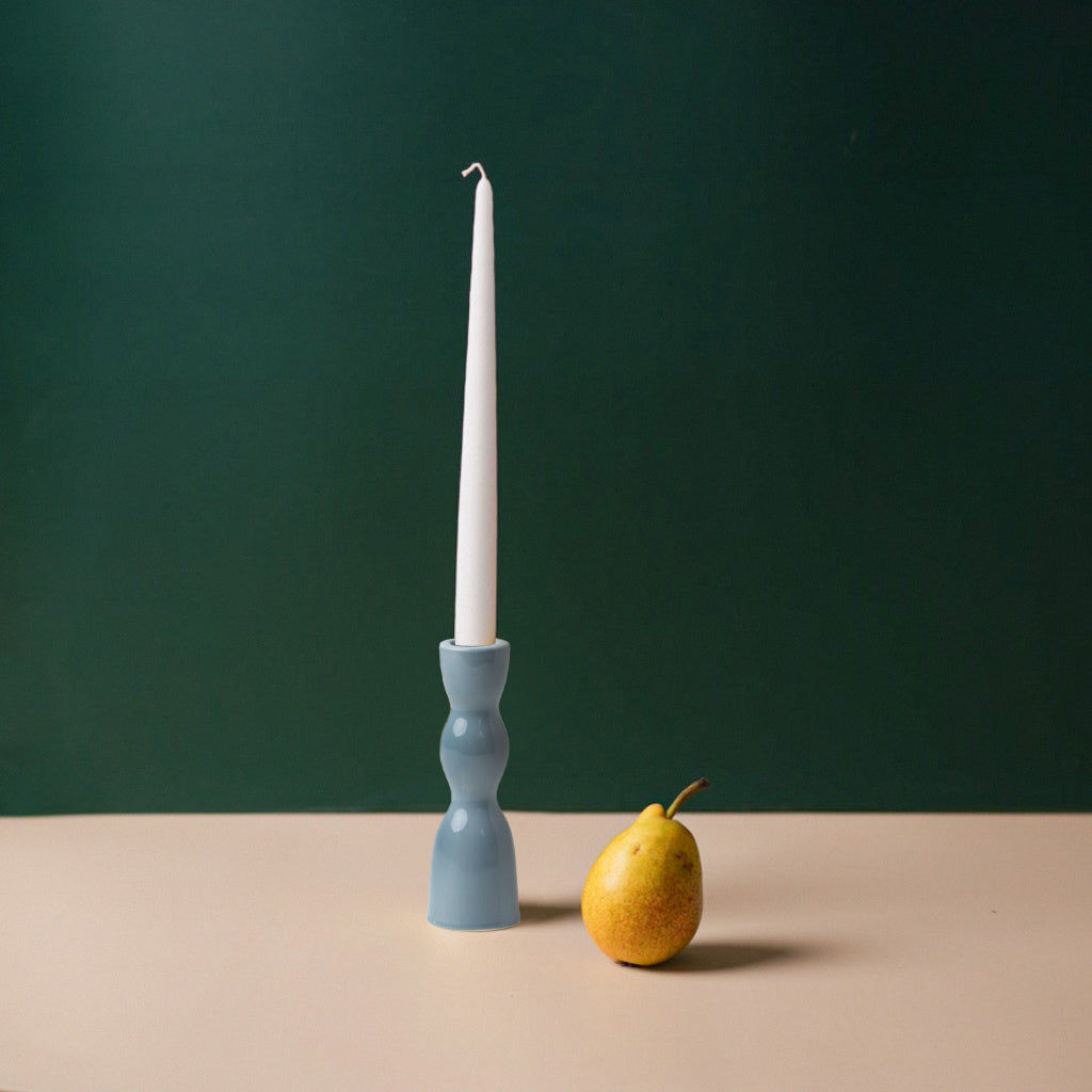 Wave Candleholder Low  - Blue Grey
