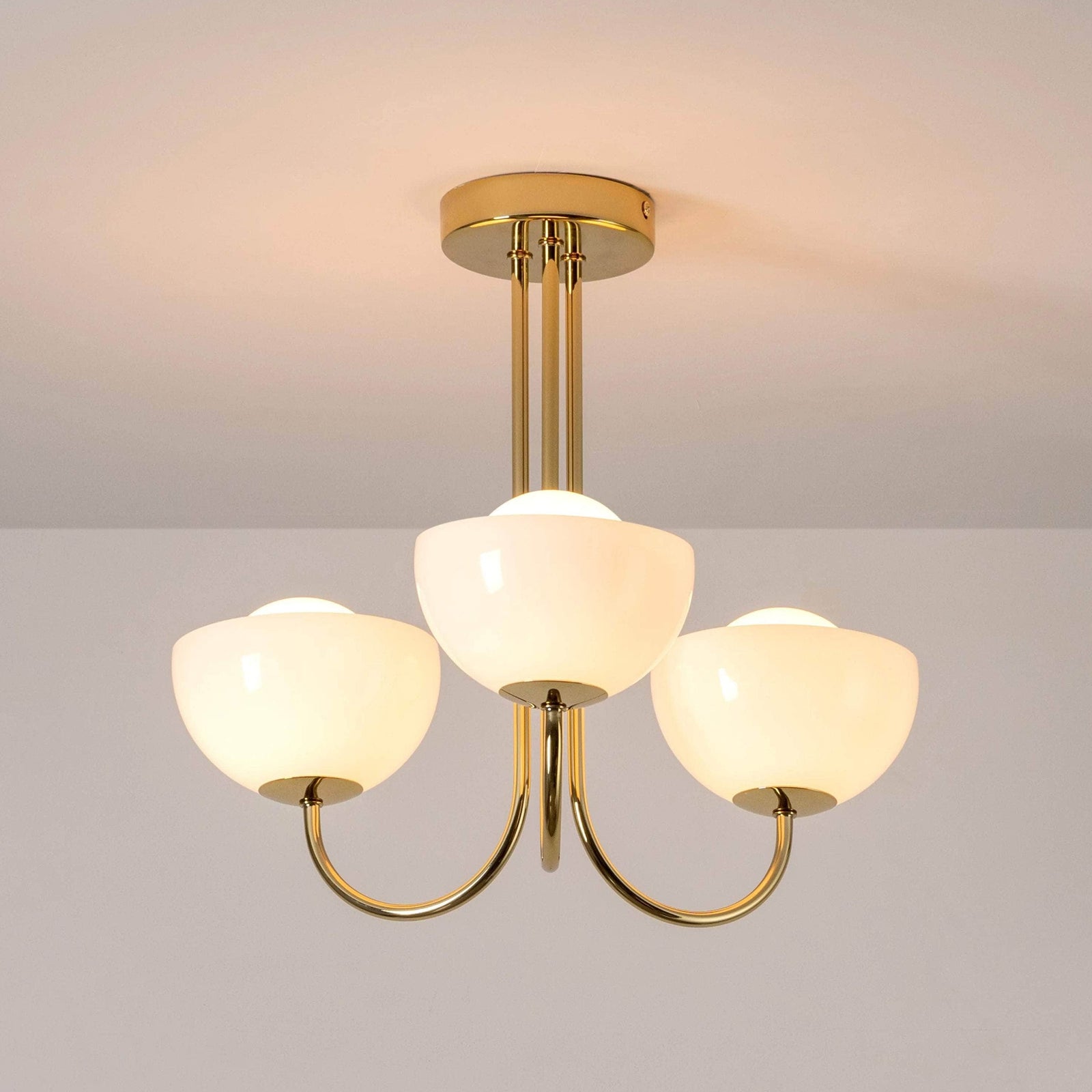 Brass 3 Light Dome Ceiling Light