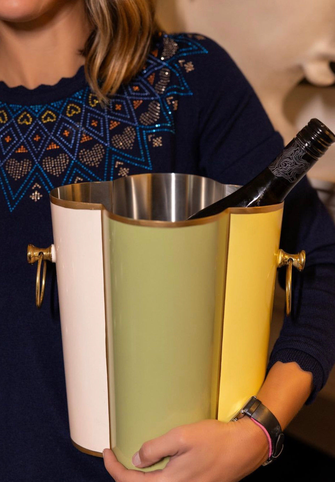 Scalloped Wine Cooler | Tutti Frutti | Striped