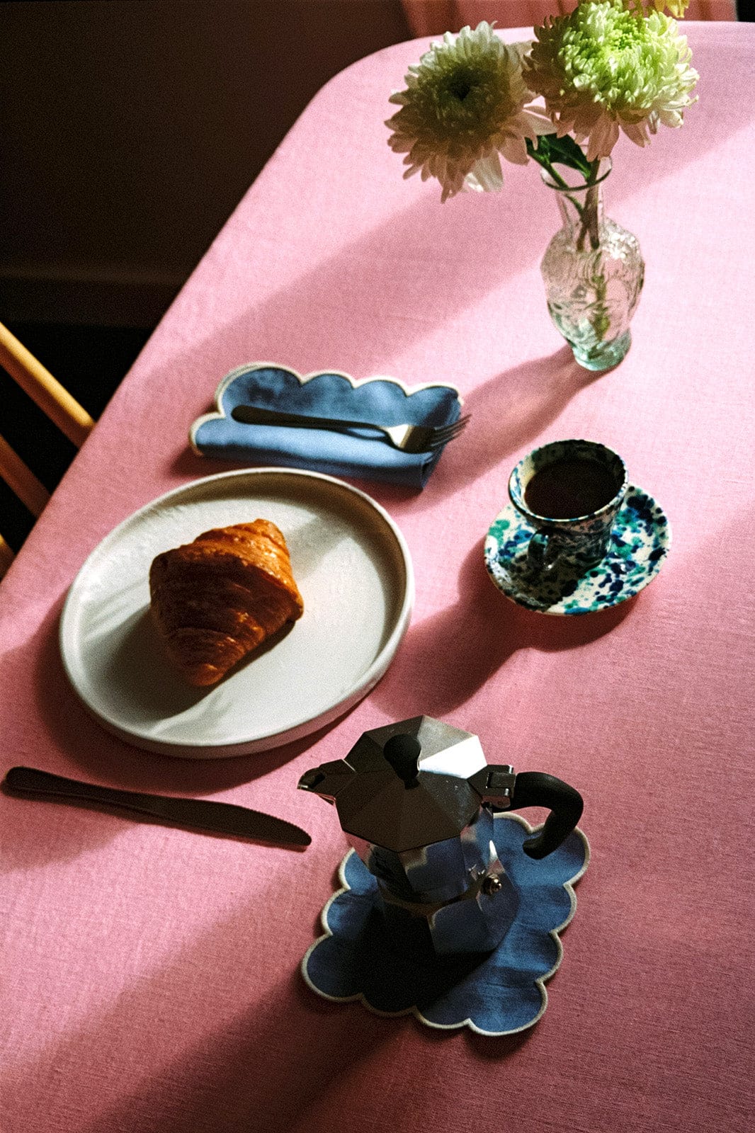 Zero-Waste Scalloped Linen Cocktail Napkins Poppy Blue - Set of 4