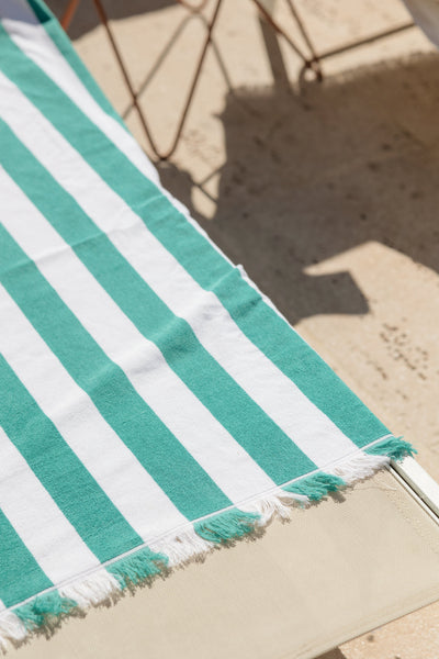 Green Striped Beach Towel