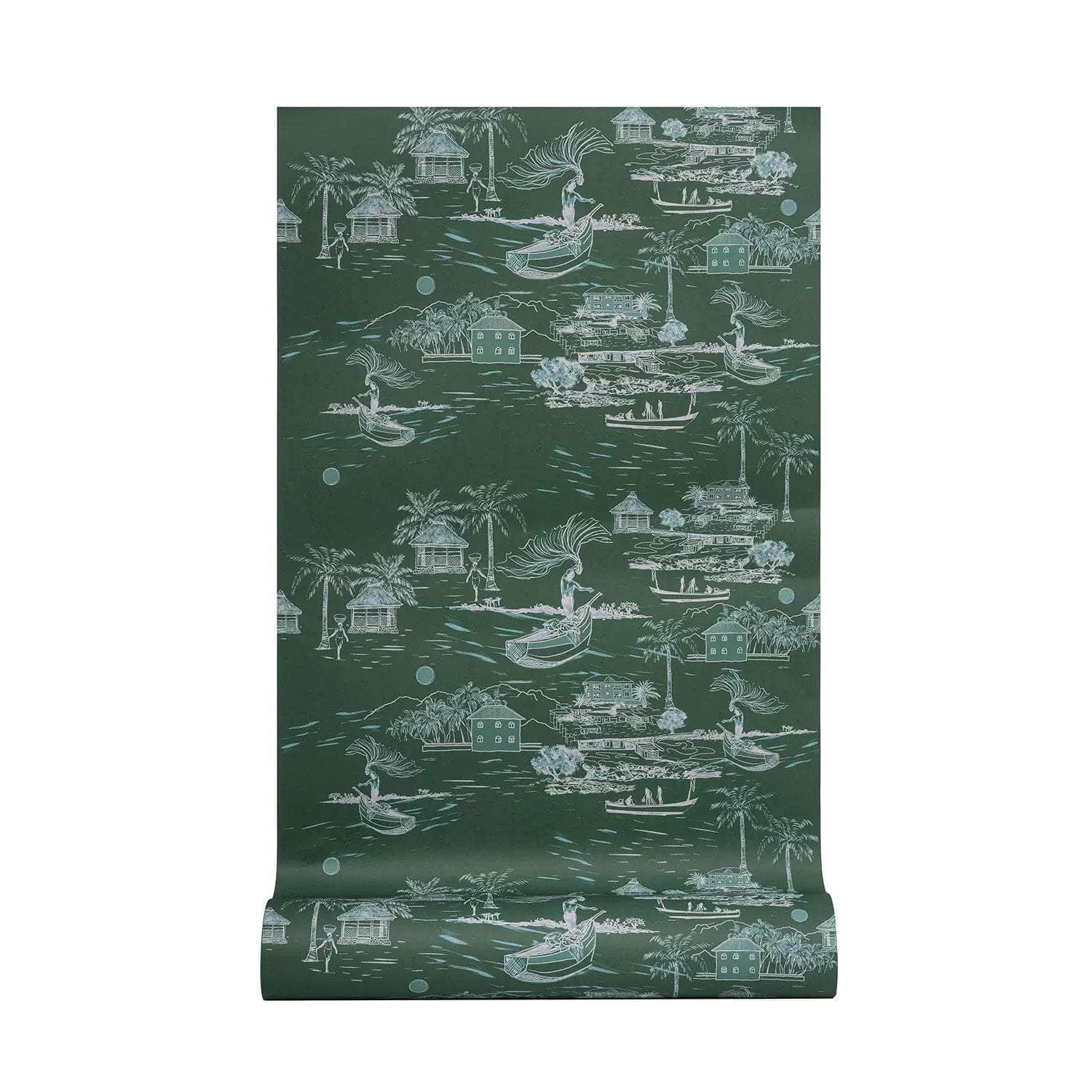 Banana Island Palm Green Wallpaper