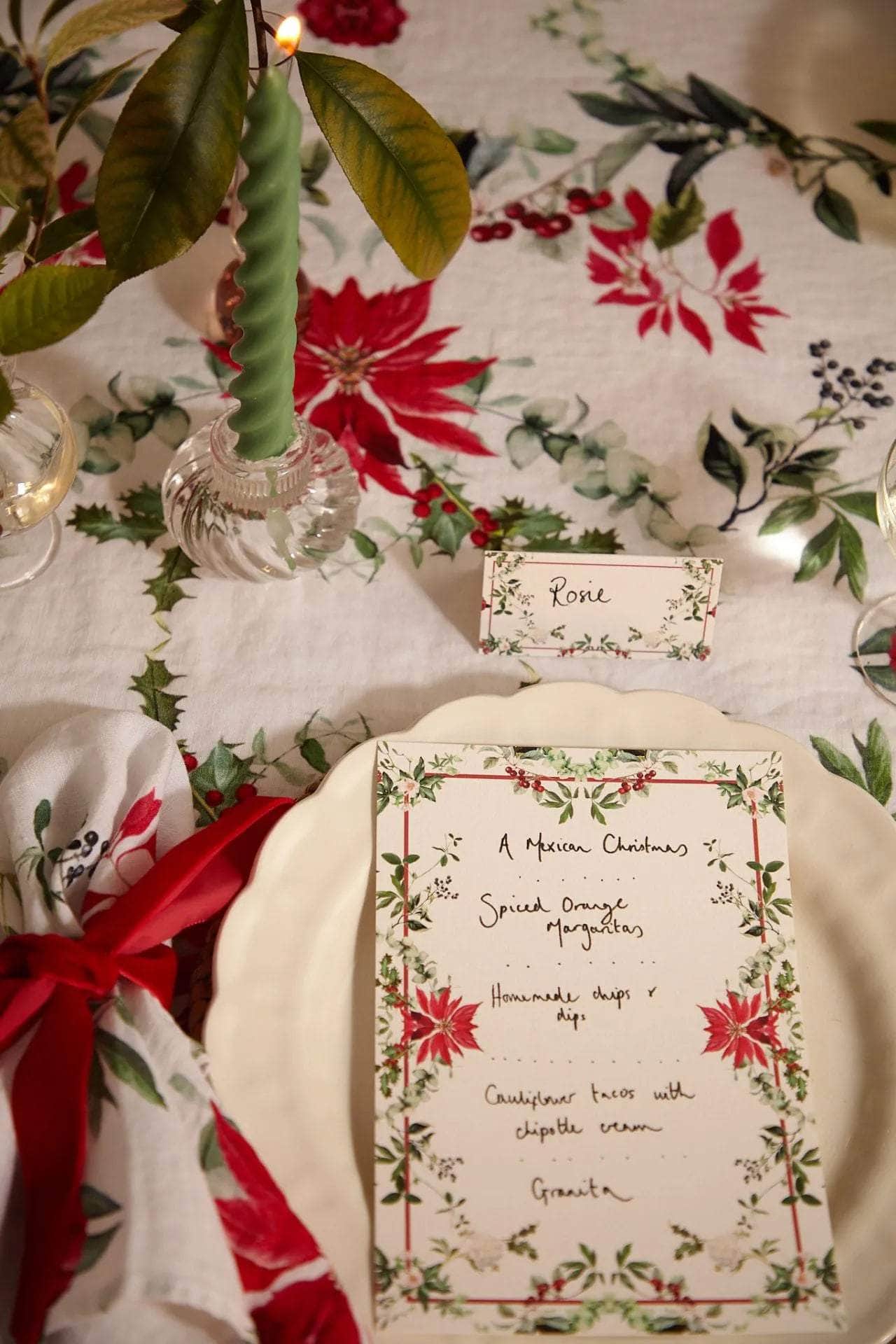 Winter Bloom Linen Tablecloth