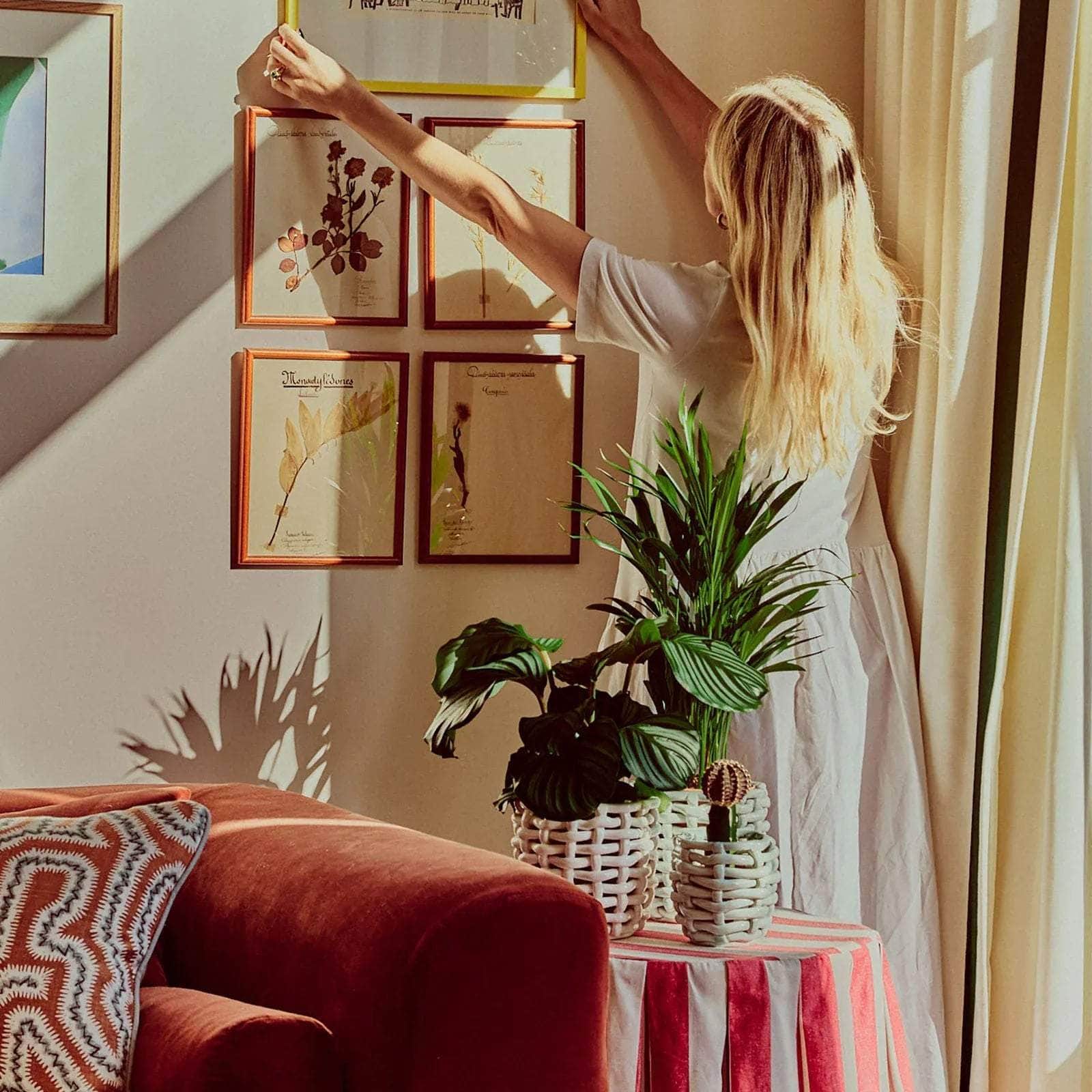 Small Sky Blue Basketweave Planter