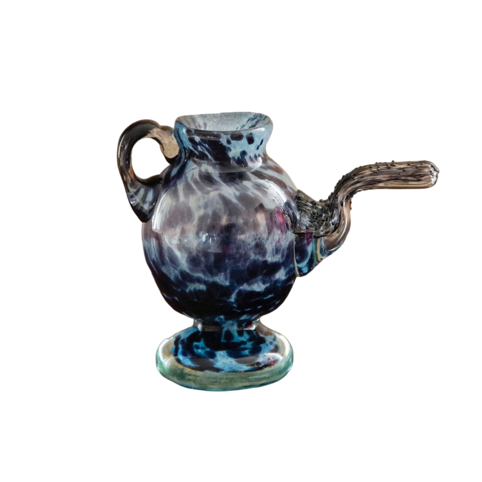 Blown Glass Amphora, Dark Blue, Small