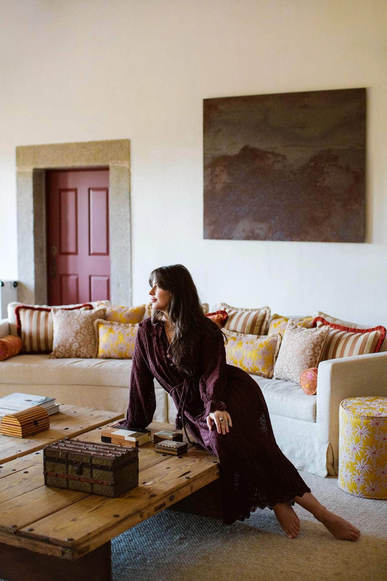 Cushion Jackie Caramel & Ecru