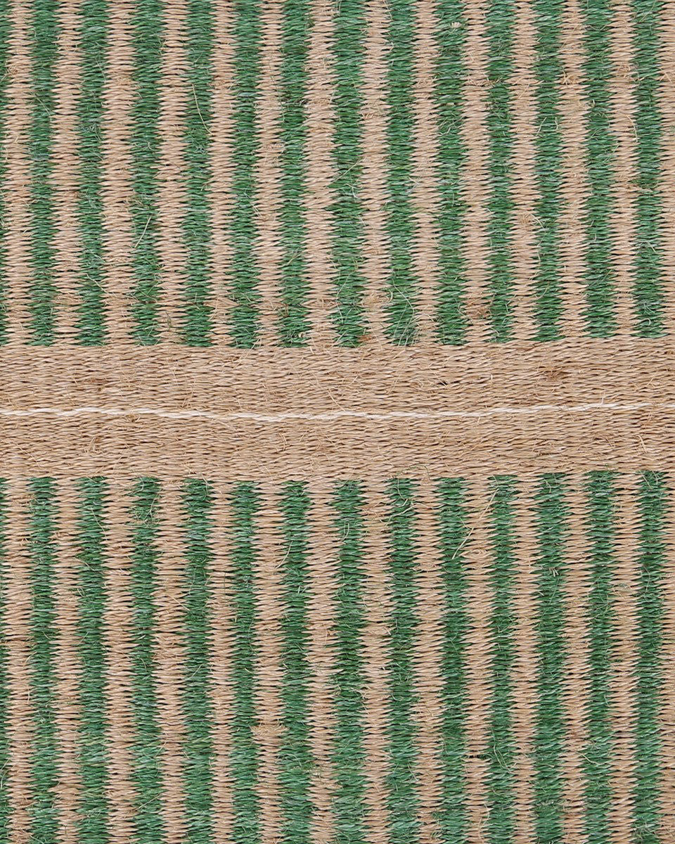WAVU: Green, Natural & White Stripe Woven Sisal Doormat
