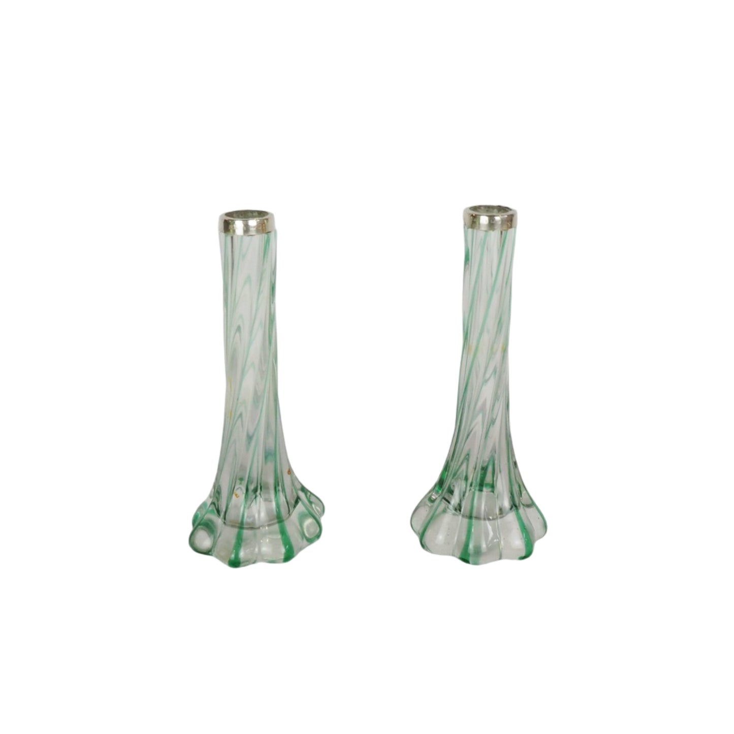 Glass and Silver Bud Vases