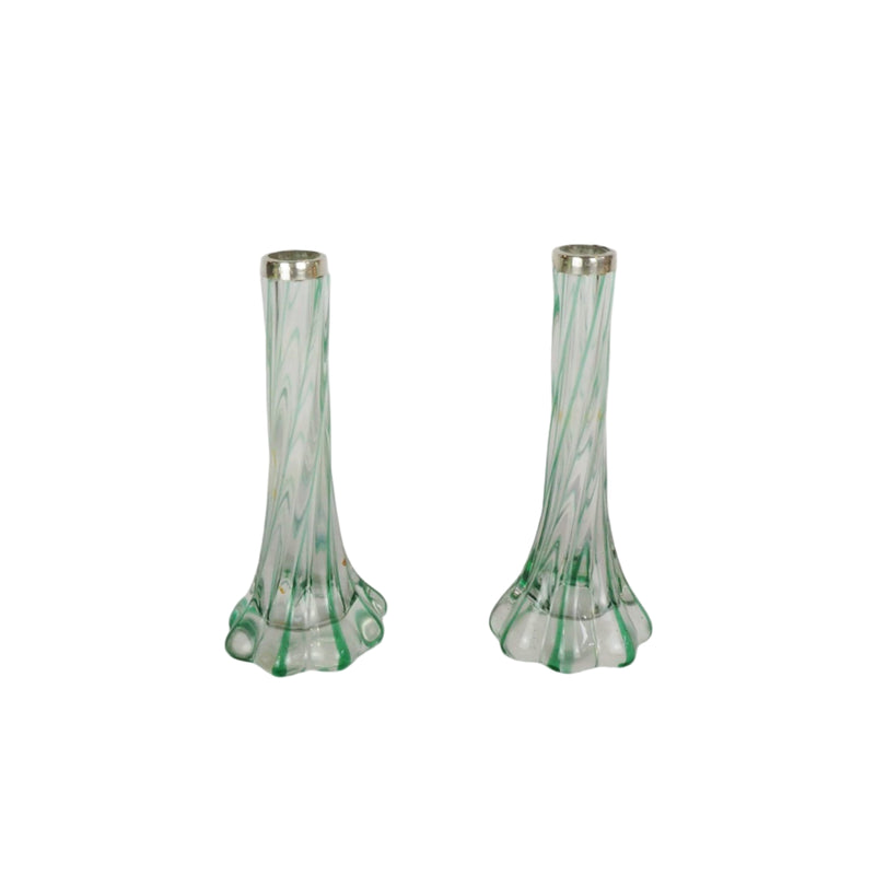 Glass and Silver Bud Vases
