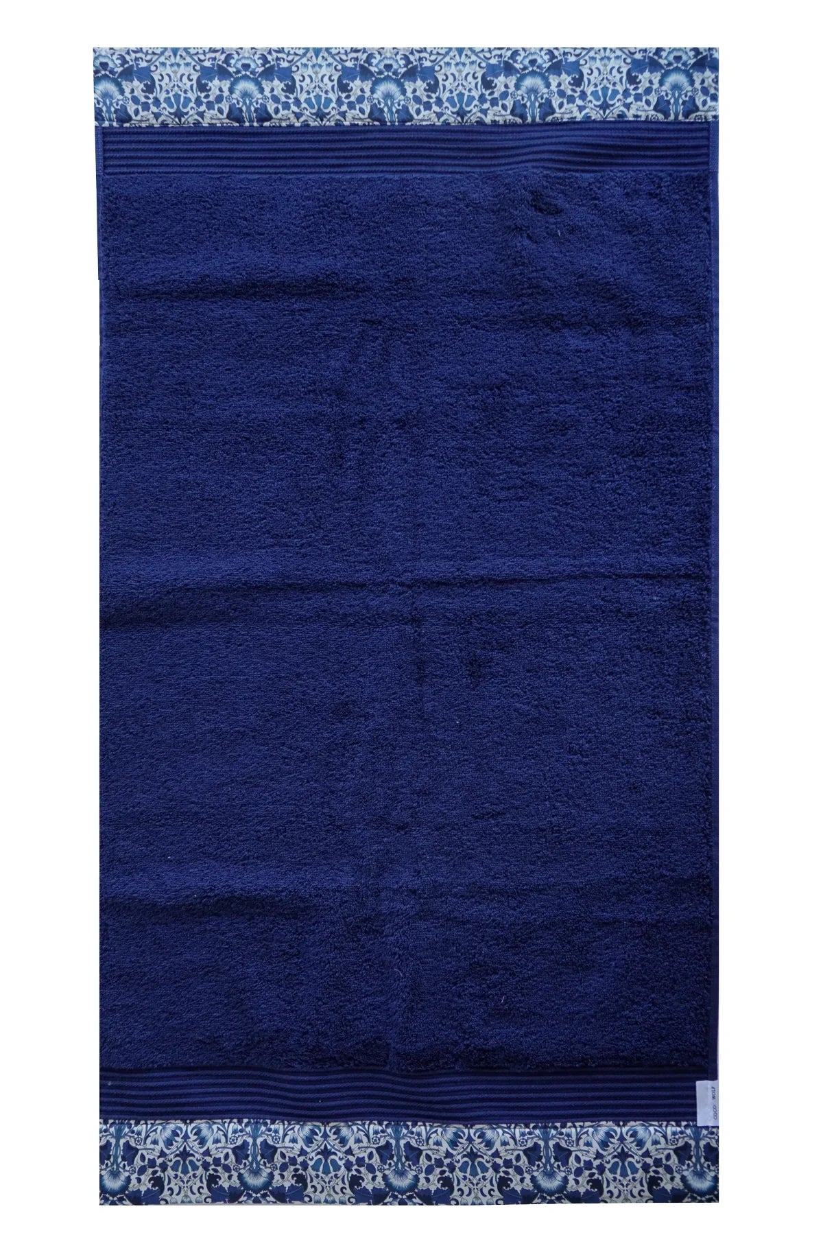 Border Edge Towel made with Liberty Fabric LODDEN NAVY