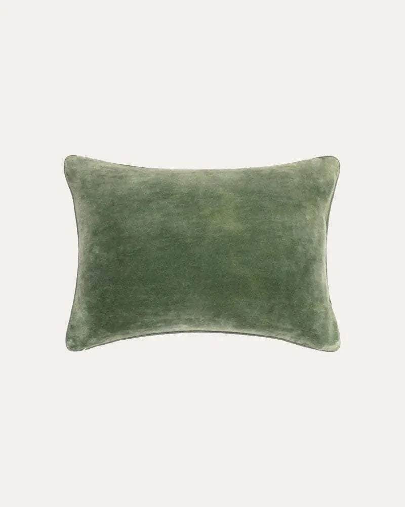 Tara Embroidered Velvet Cushion - Forest Green