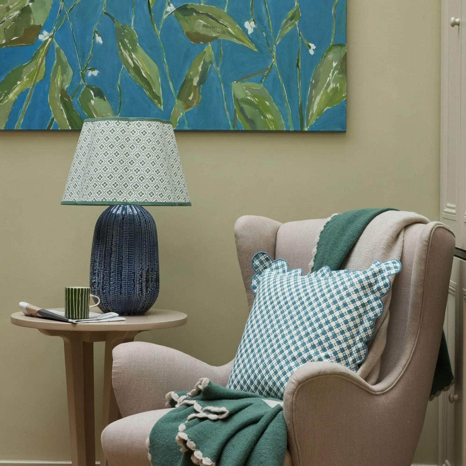 Scalloped Finestra Lampshade - Green