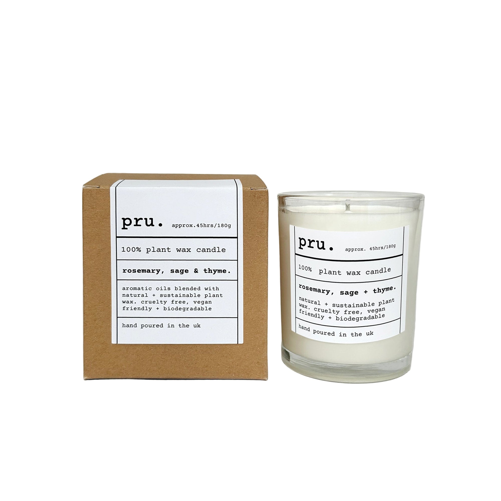100% Plant Wax Candle - Rosemary, Sage + Thyme