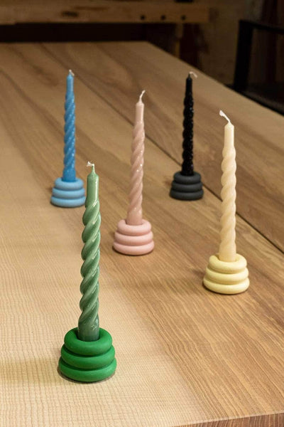 Black Twisted Gloss Candles - Set of 6