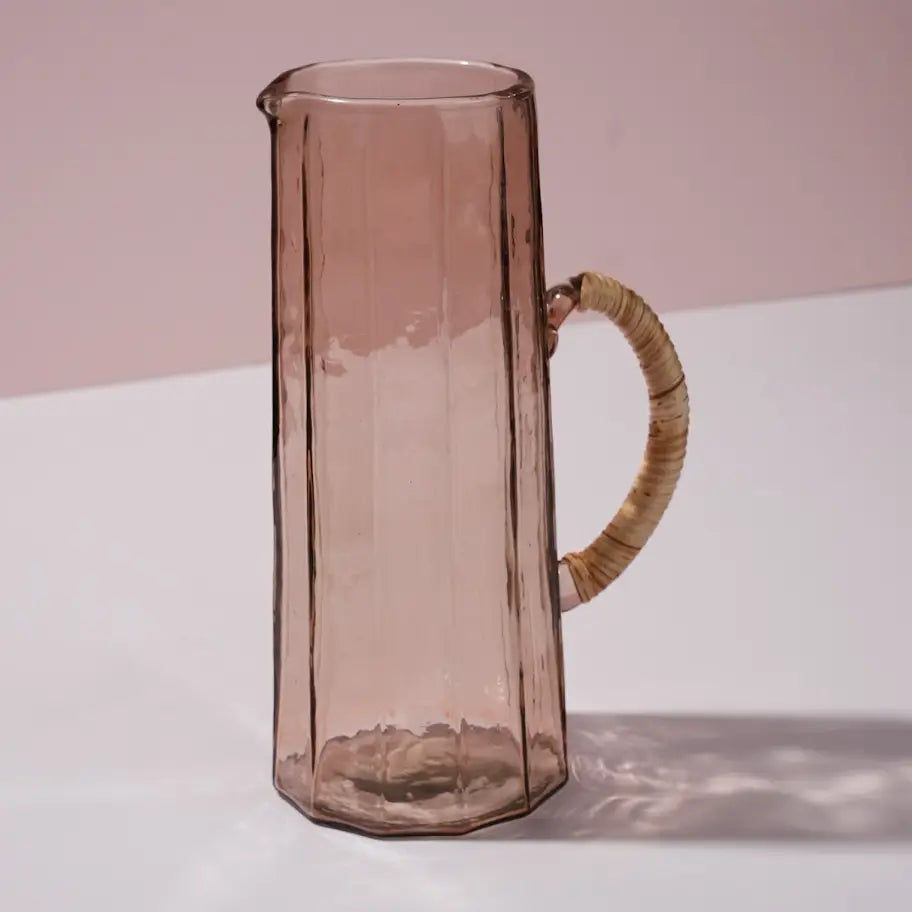 Hammered Water Pitcher, Pink -6.25 x 9.5 Inches