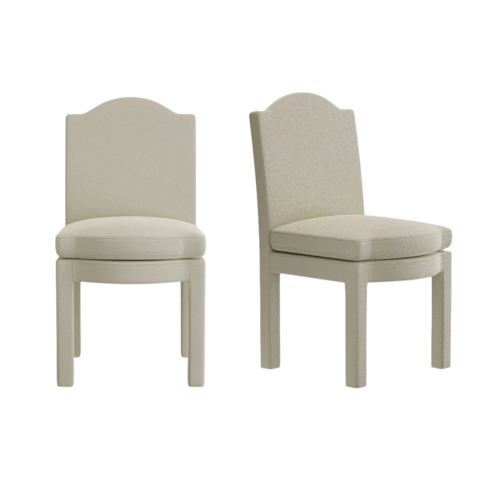 Pair of Leo Dining Chairs, Nougat Boucle