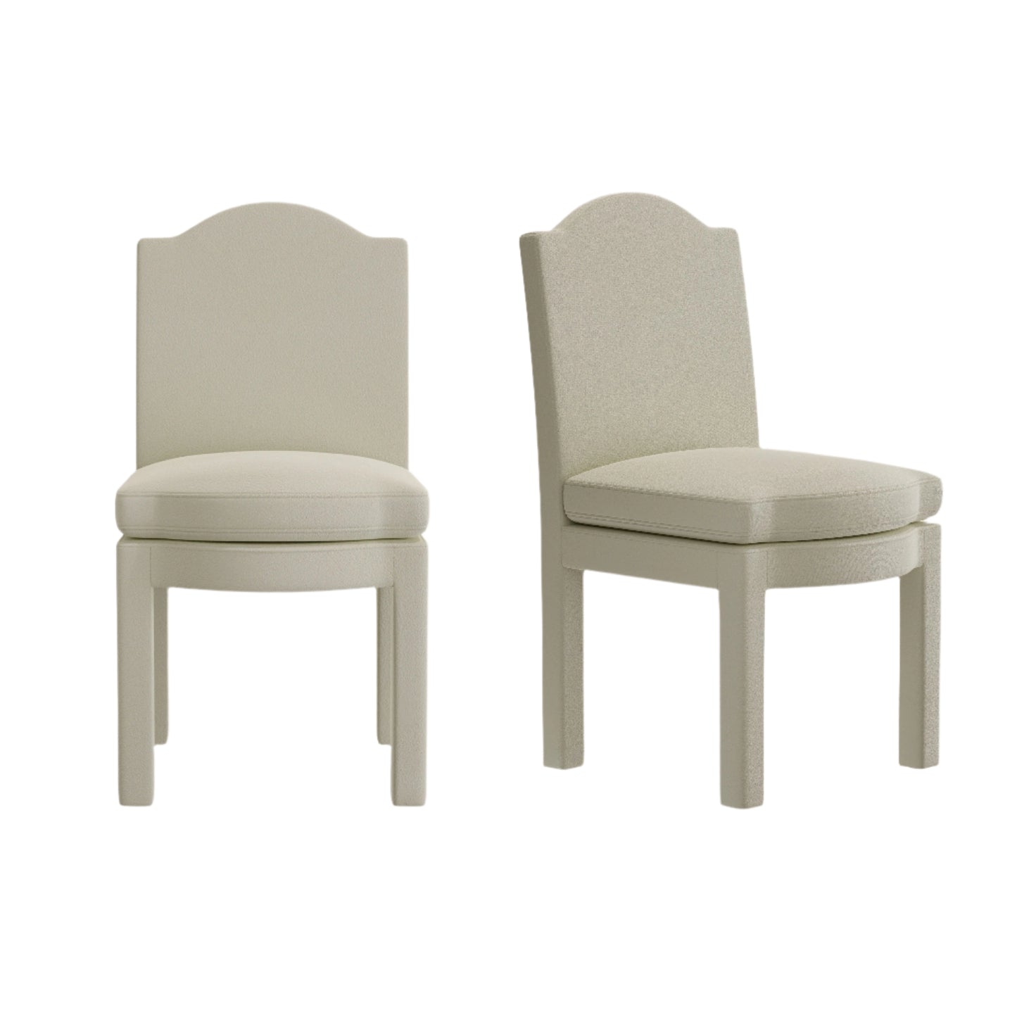 Pair of Leo Dining Chairs, Nougat Boucle