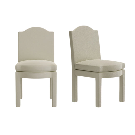 Pair of Leo Dining Chairs, Nougat Boucle