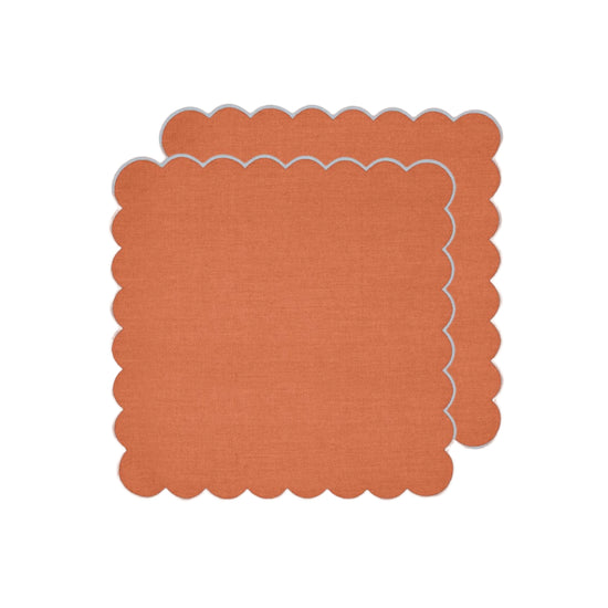 Zero-Waste Scalloped Linen Napkins tangerine - Set of 2