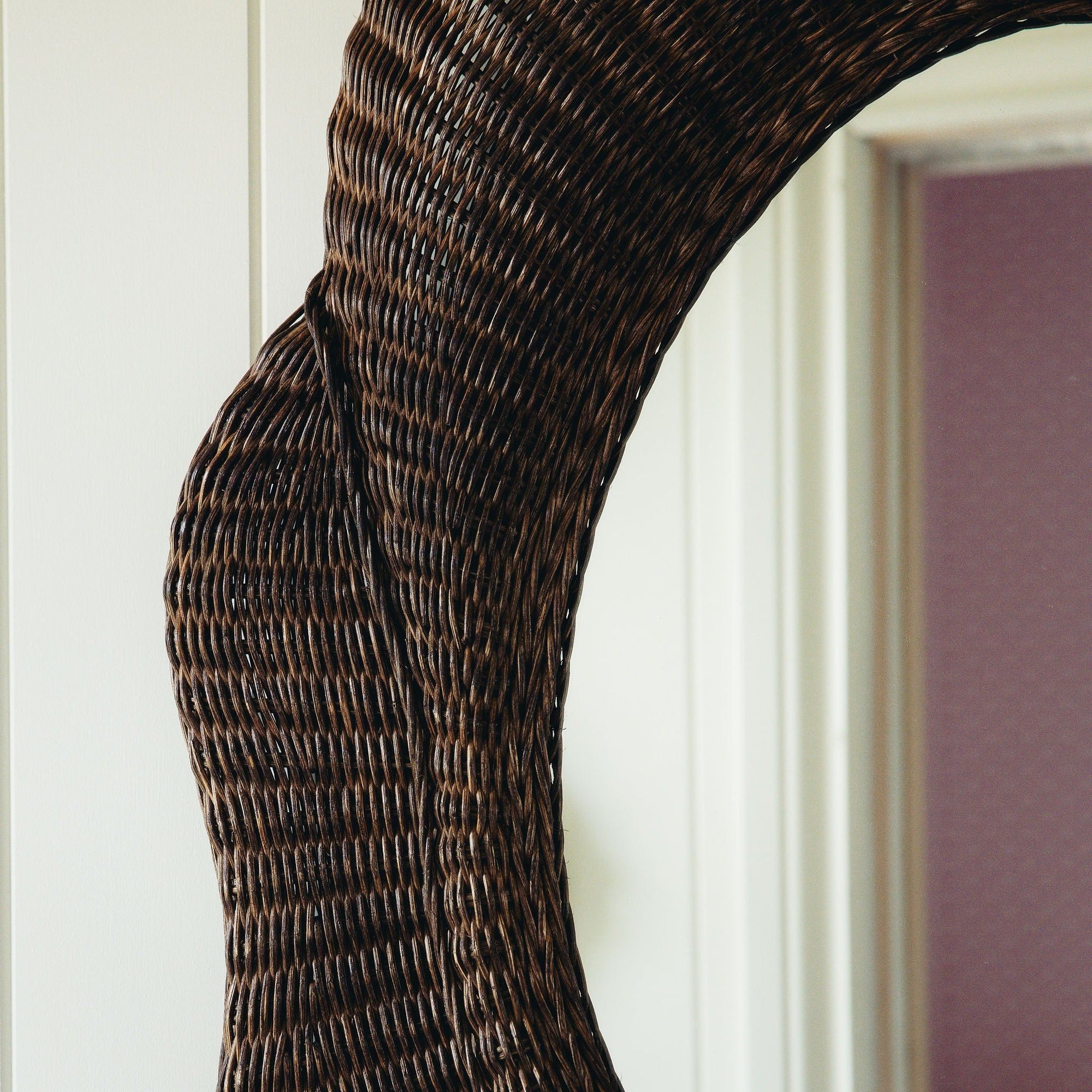 Blossom Rattan Oval Mirror (Teak)