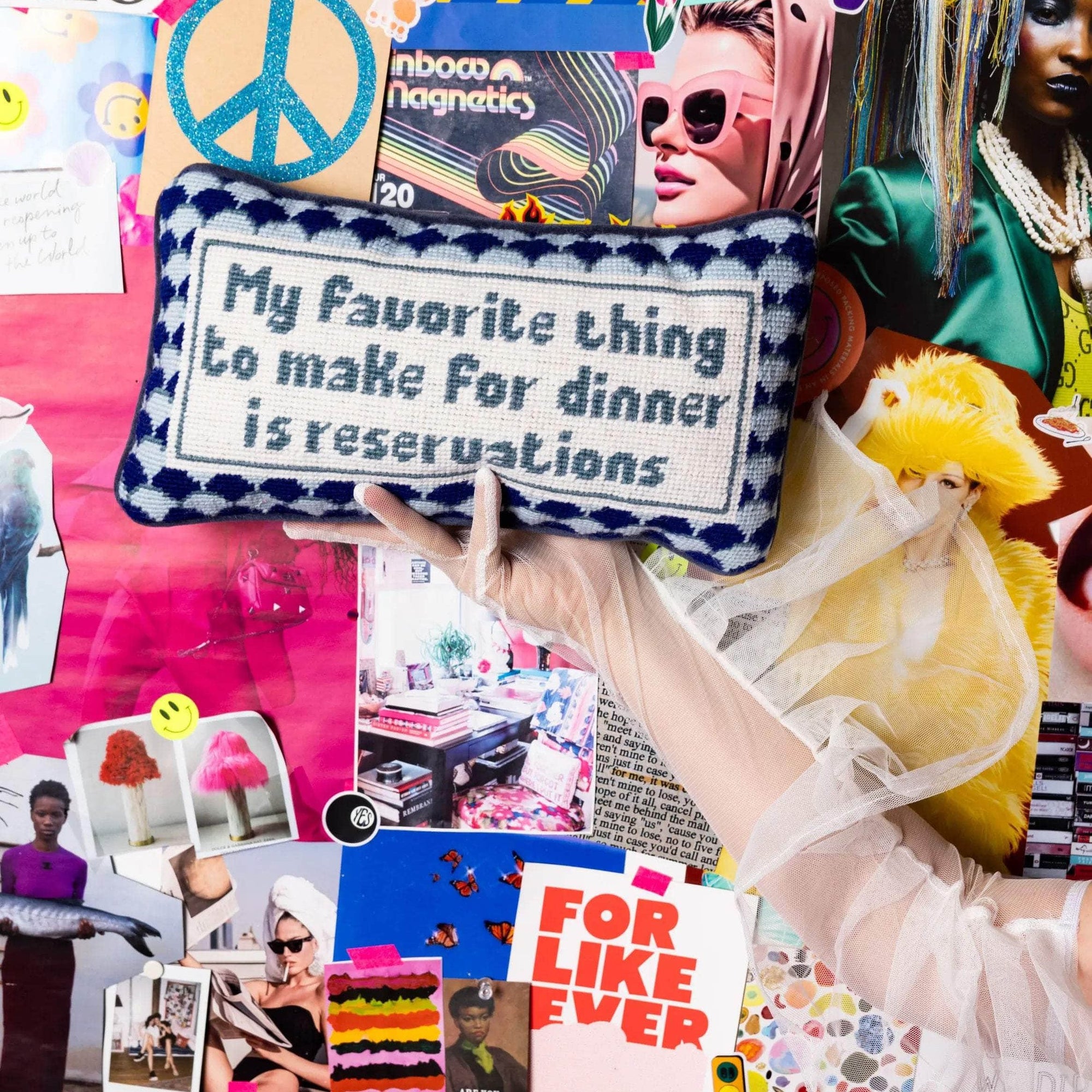 Reservations Needlepoint Pillow