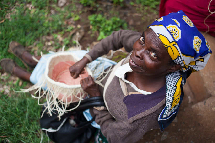 JIONI: Dusky Pink Colour Block Woven Basket