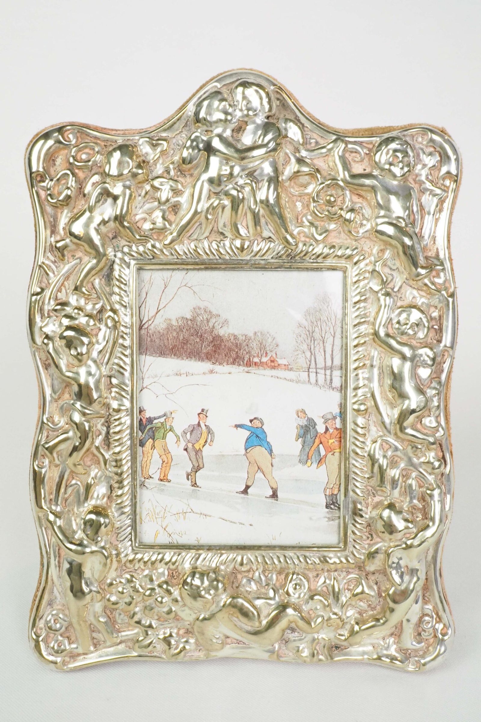 Antique Cherub Silver Plate Frame