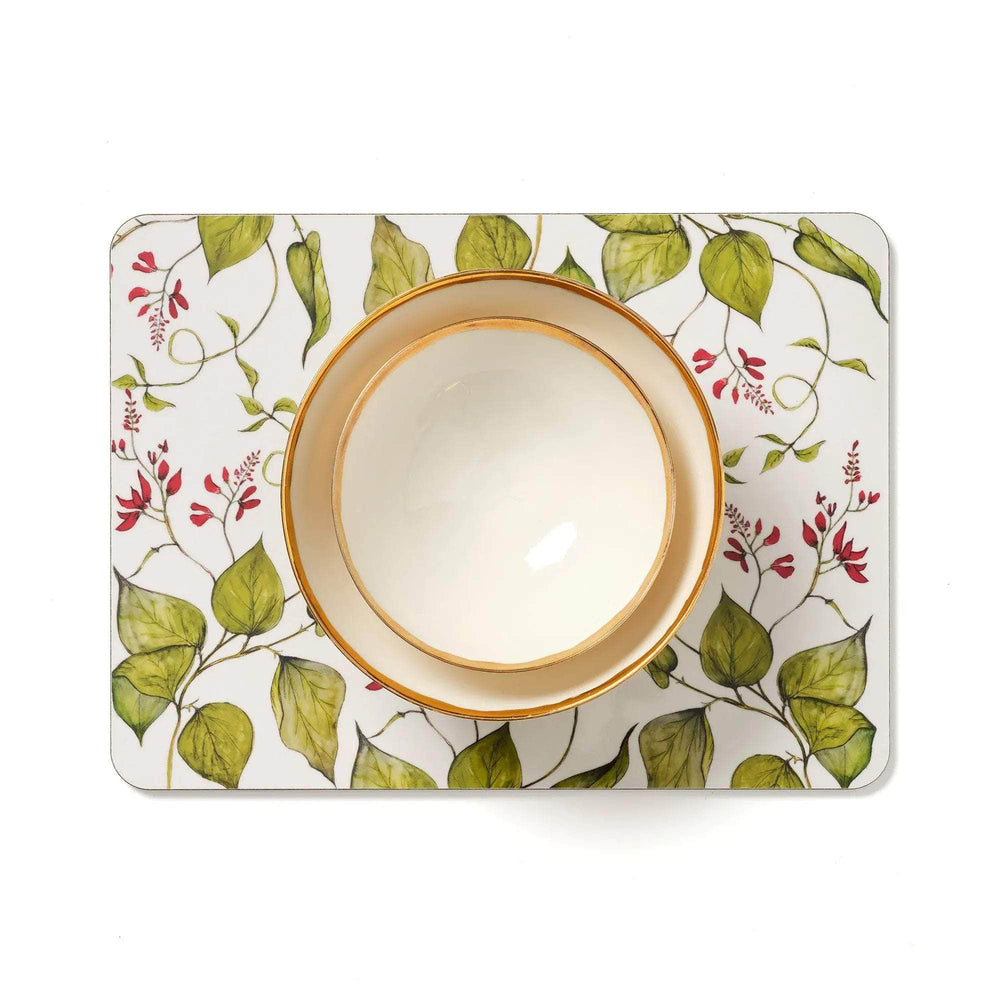 Set of Four Bean Flower Rectangle Placemats
