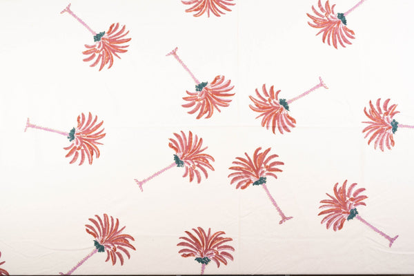 Hand-Printed Palm Cotton Tablecloth