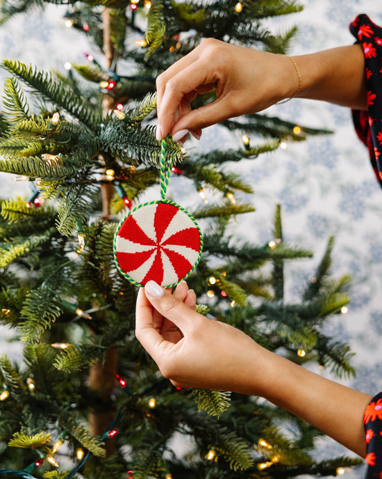 Needlepoint Icon Ornament - Peppermint