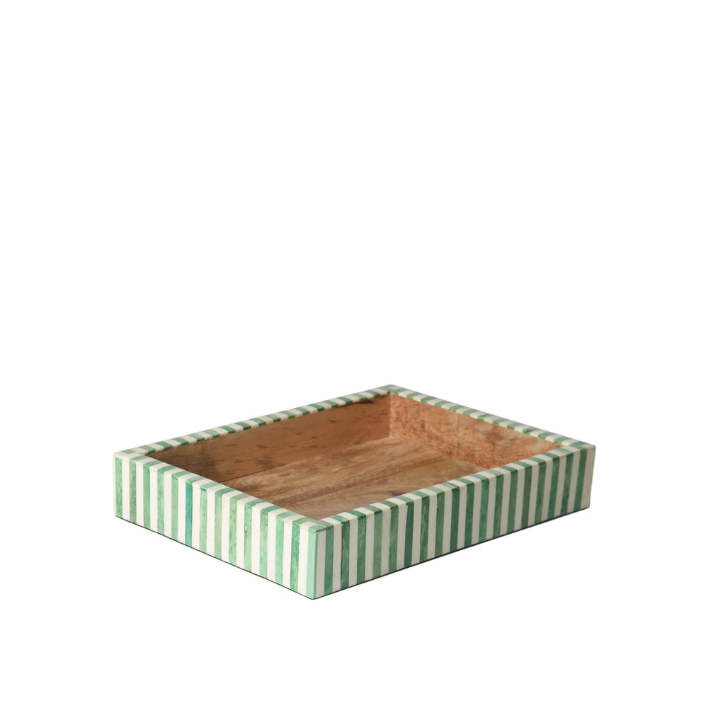 Rectangular Inlay Tray | Small | Green | Striped