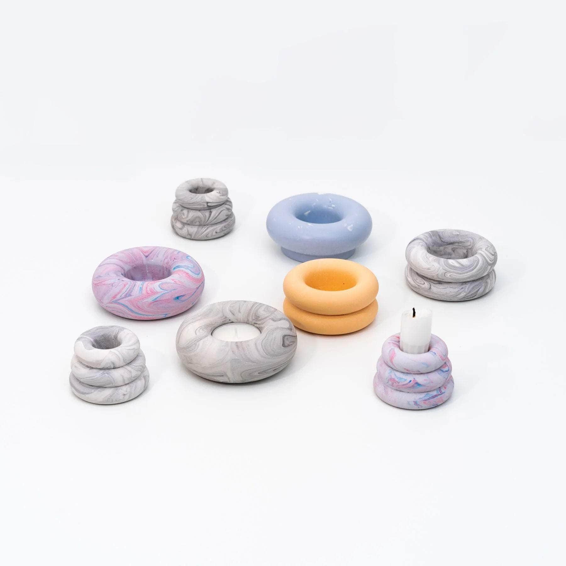 Pale Yellow Triple O Candleholder