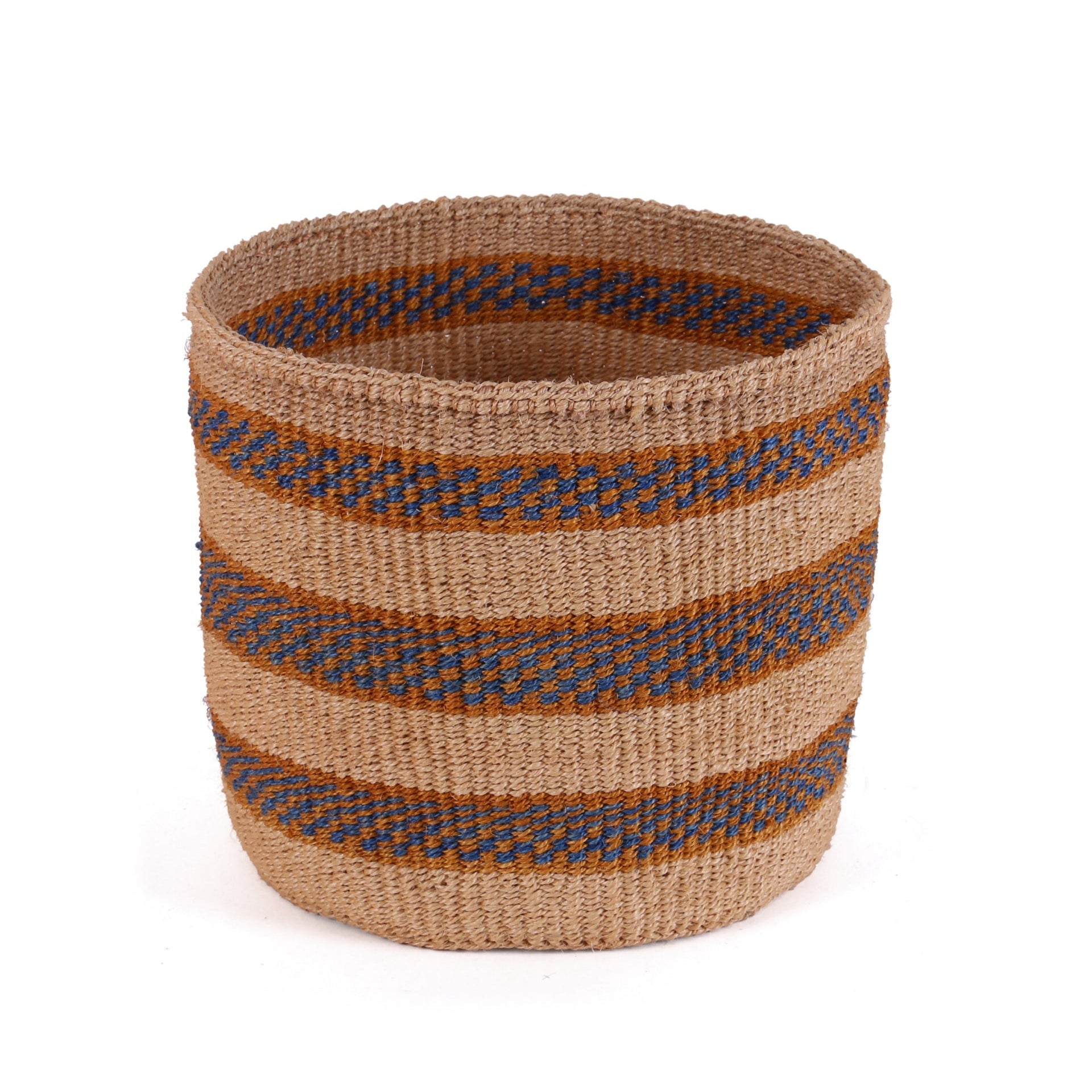 MBAVU: Medium Blue and Gold Sisal Basket