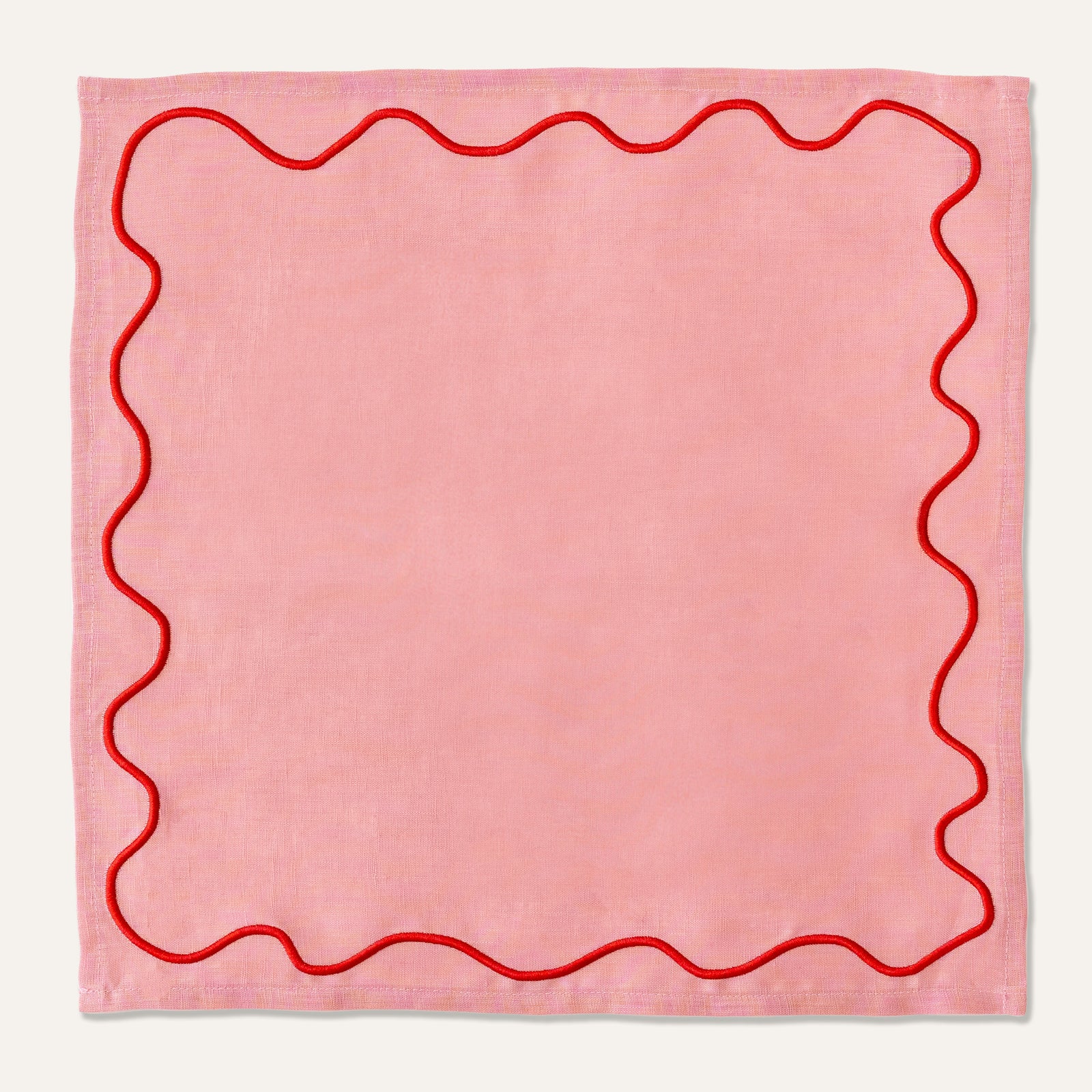 100% Linen Napkin Set Wavy Pink