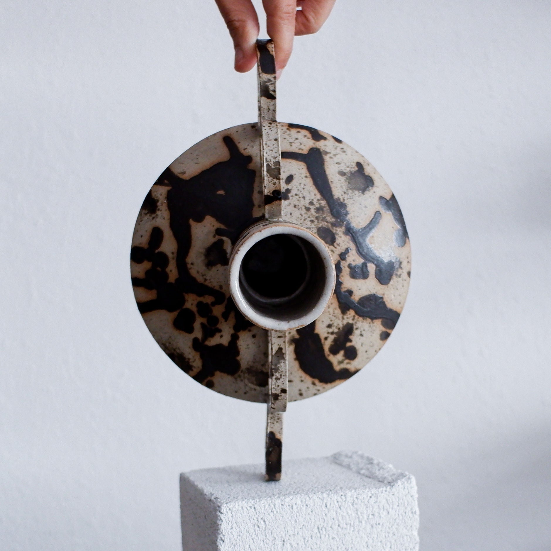 Zebrino - Matt Black Paint Splash - Ceramic Vase