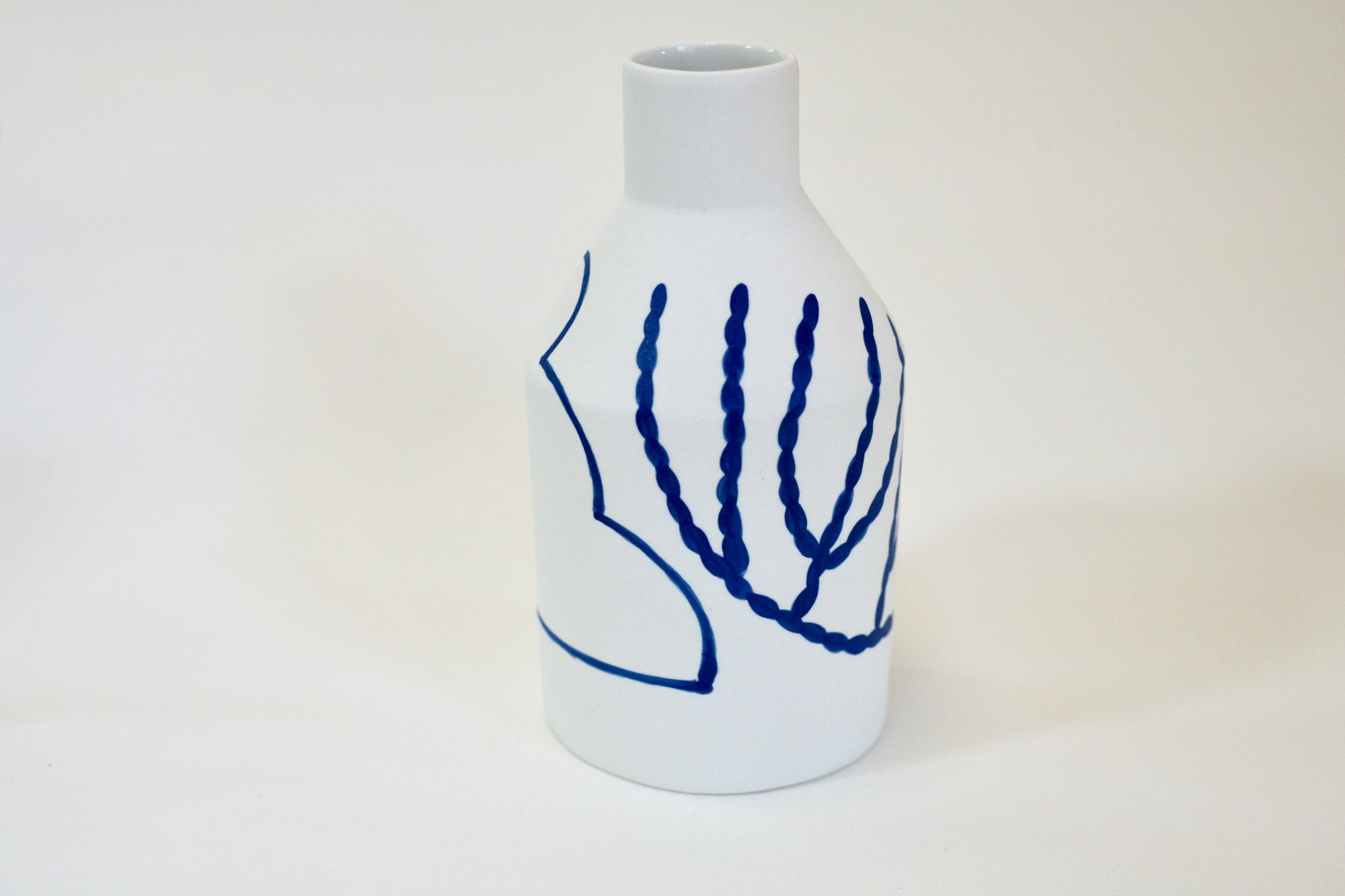 Porcelain Bottle Vase in Cloud and Coral