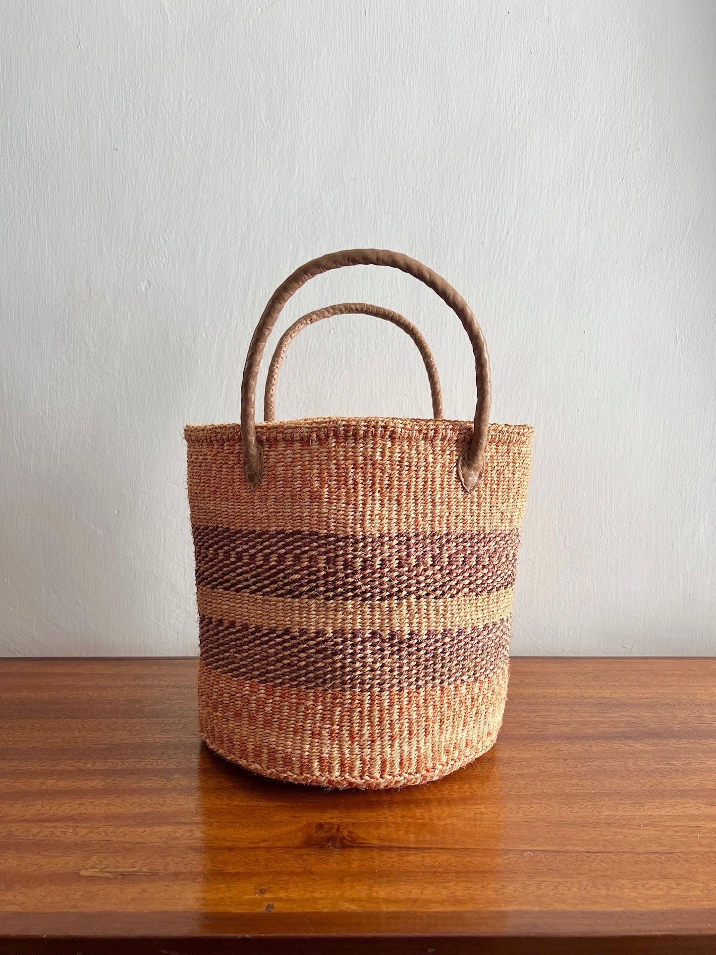 Peach & Purple Sisal Storage Basket