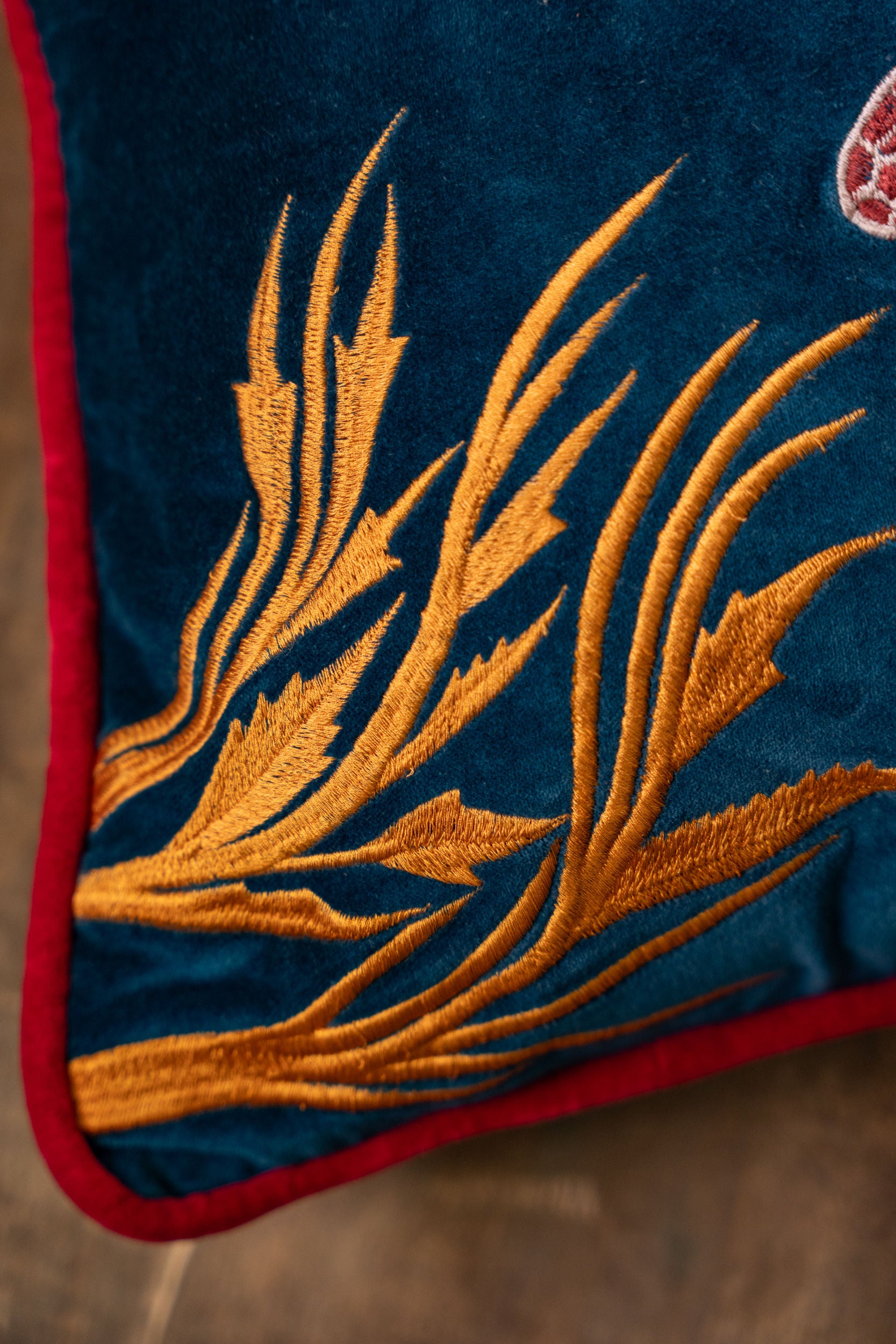 Tropical Hand-Embroidered Cotton Cushion – Crab