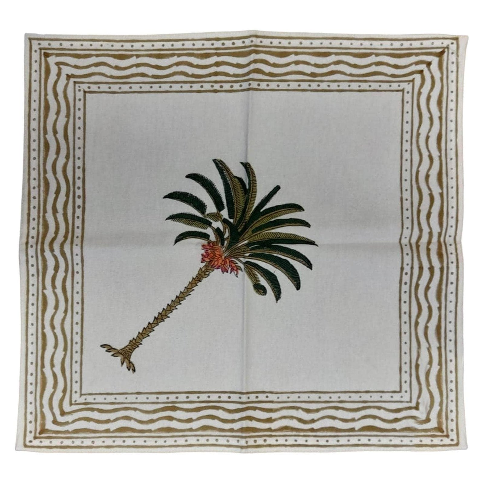 Hand-Printed Cotton Napkins - Palm Set of 4