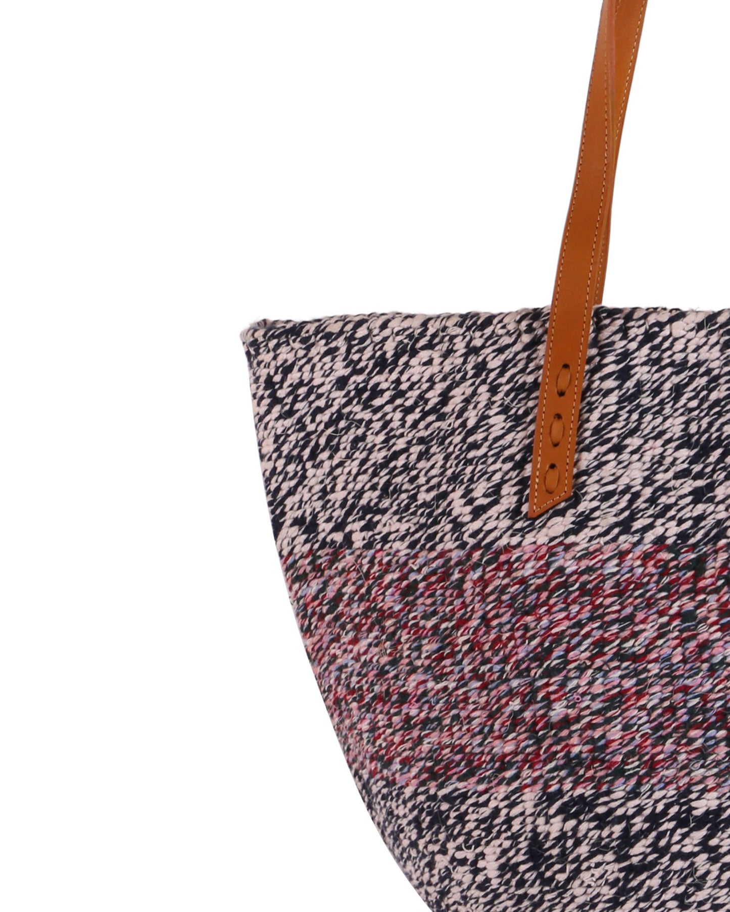 ASTE: Handwoven Red, Black & White Wool Tote Bag