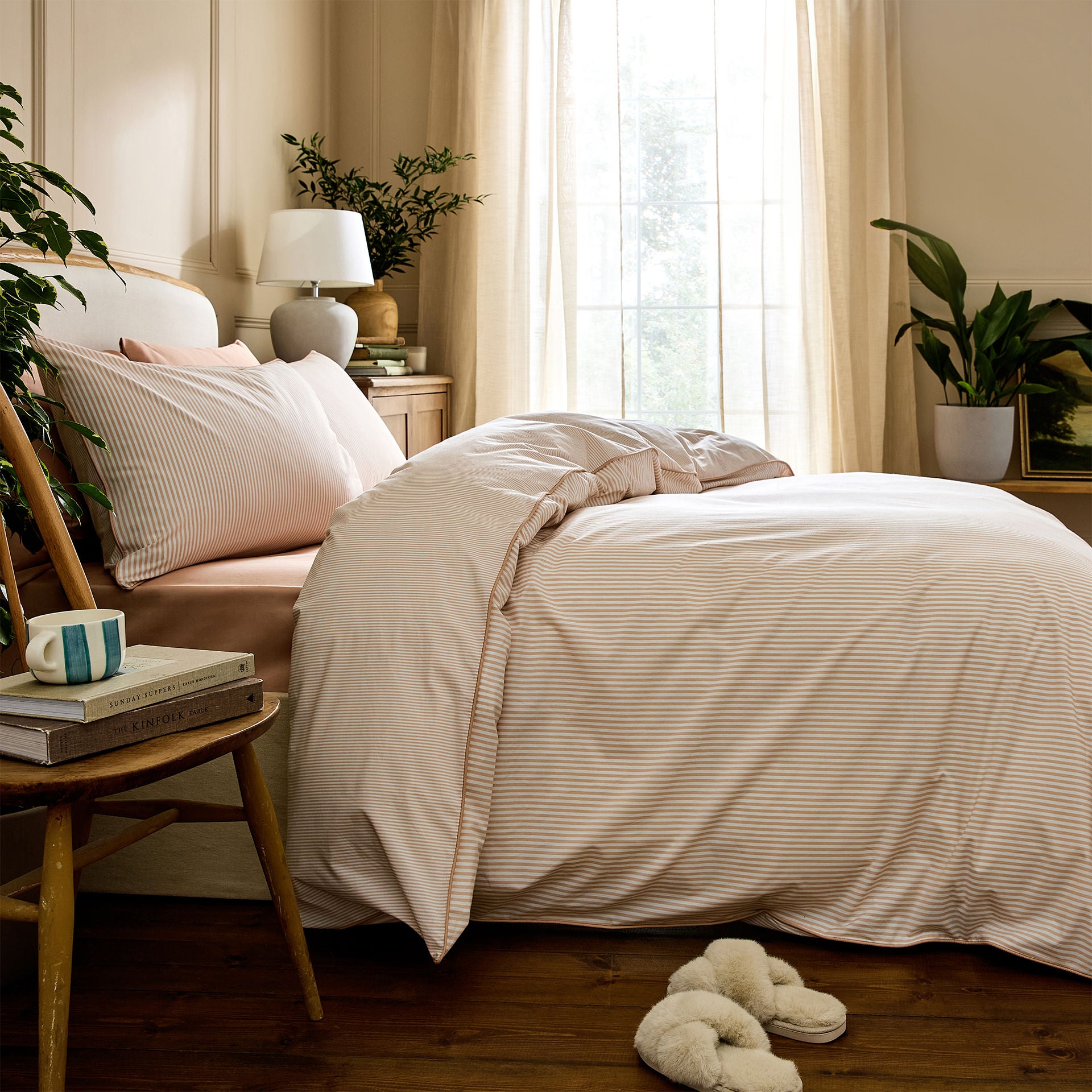 Luxury Organic Cotton Clay Pink Striped Duvet Cover