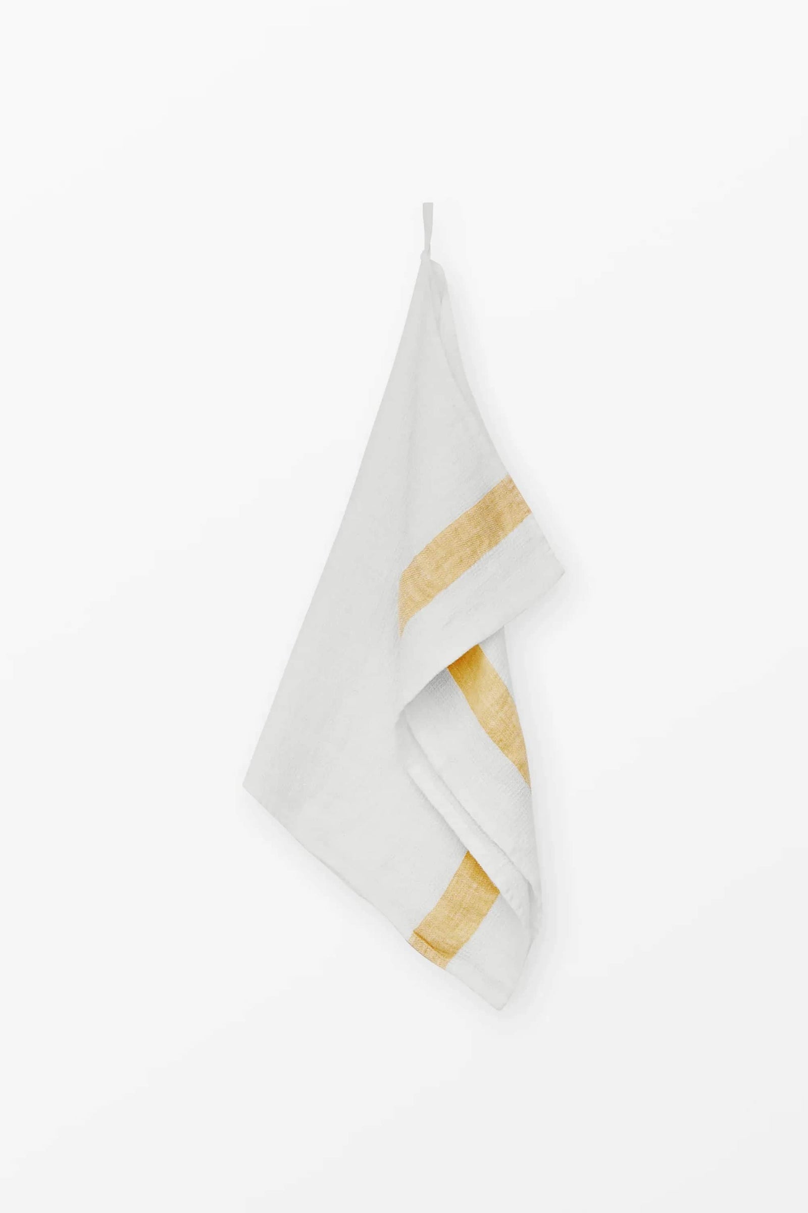Linen waffle guest towel - Yellow Stripe